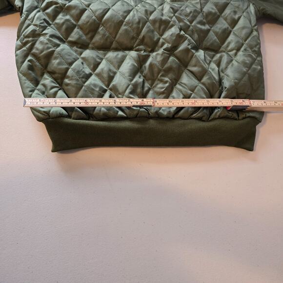 Eilly Bazar Quilted Bomber Jacket Women's L Green Zip Up NWOT - Picture 13 of 16